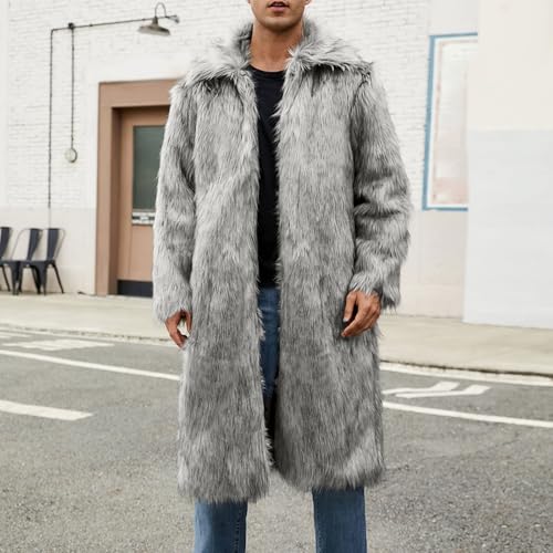 Men's Faux Fur Coat Winter Fashion Furry Fleece Trench Coat Men Winter Warm Faux Fur Overcoat Thicken Soft Jacket3