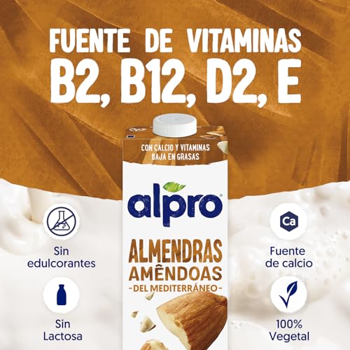 Alpro 1L Mandeldrink geröstet, vegan & laktosefrei, fett- und zuckerarm, mit Calcium und Vitaminen (Packung mit 4)