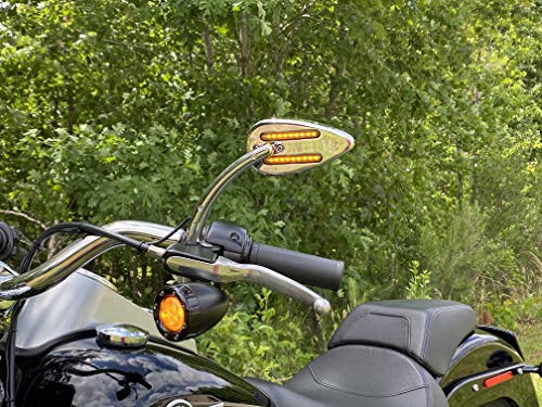 Dynamic Led Motorcycle Mirrors With Run, Brake, And Turn Signal Leds - Black #TOP3