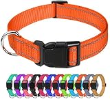TagME Reflective Nylon Dog Collars, Adjustable Classic Dog Collar with Quick Release Buckle for Pupp