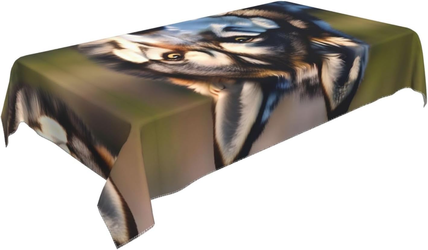 Prostokątny obrus 140 x 300 cm Husky Pies, tkanina poliestrowa odporna na plamy i zmywalna, ochraniacz na stół dla 8-10 osób, do użytku w kuchni salonie wewnątrz i na zewnątrz 8083v