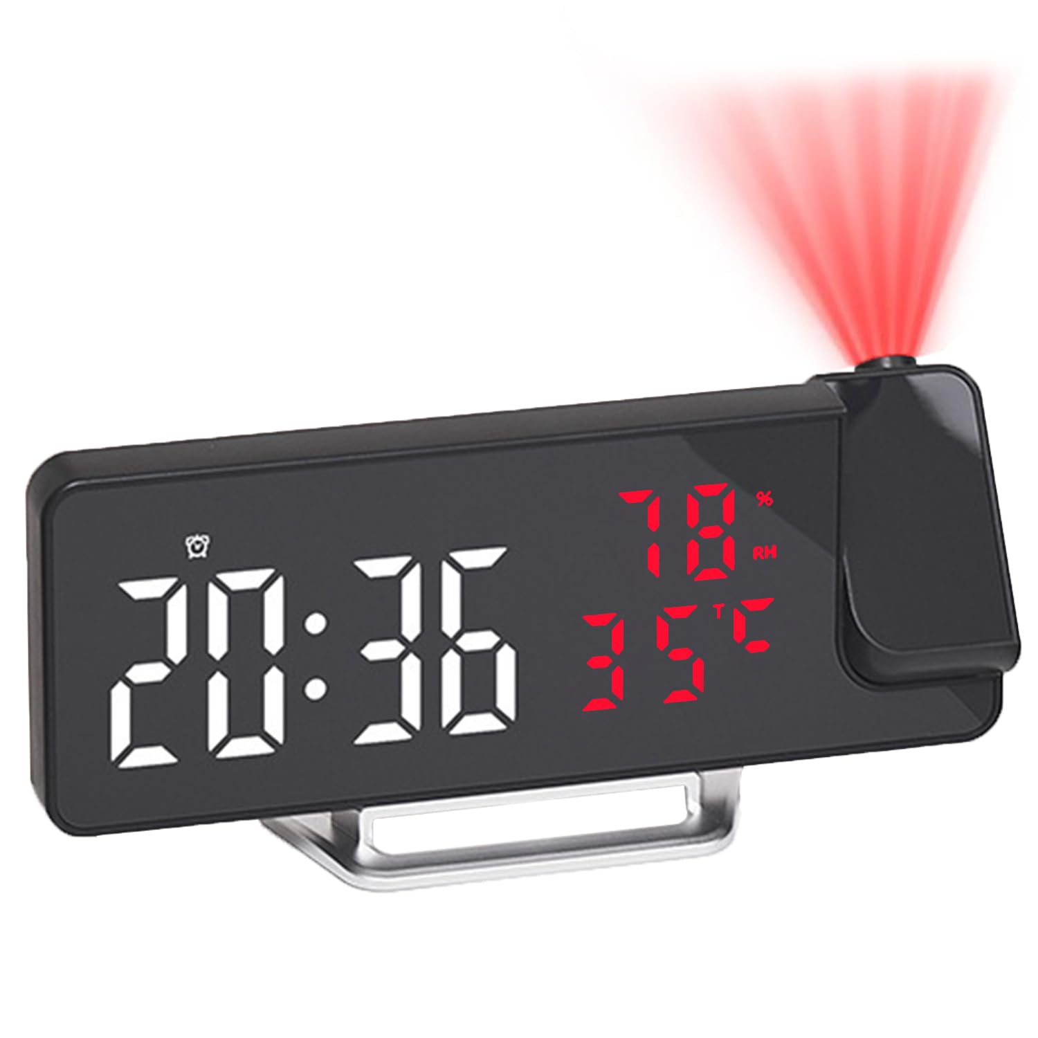 Titifeya White+Red Multifunctional Projection Clock Led Digital Alarm Clocks With Rotating Projector Temperature Date And Humidity Display Adjustable Brightness, 12/24H Format, Usb Powered Ideal For Bedroom Home Office