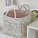 Boho Fabric Storage Basket Quilted Floral Print Baskets Organizer Bin with Handles for Home, Picnic, Shopping (Green, L)