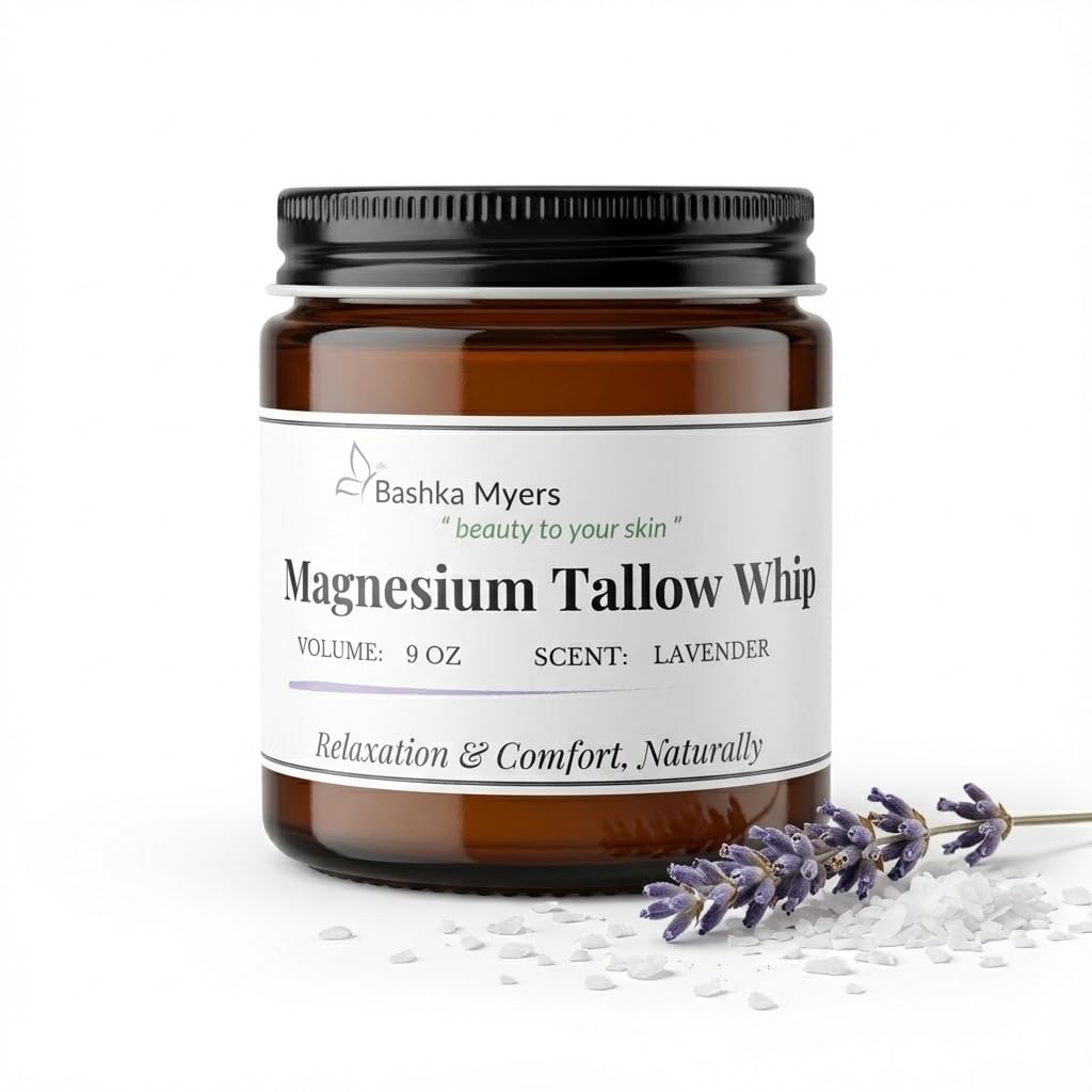 9 oz Magnesium Tallow Whipped Balm | Grass-Fed & Grass-Finished | Magnesium-Infused | Organic Lavender | Calming Moisturizer for Relaxation