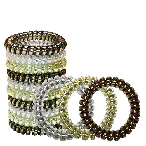 WillingTee 30pcs Metal Color Spiral Hair Ties, No Crease, Coil Hair Ties Phone Cord Hair Ties Hair Scrunchies Spiral Telephone Hair Ties Hair Accessorie for Women and Girls
