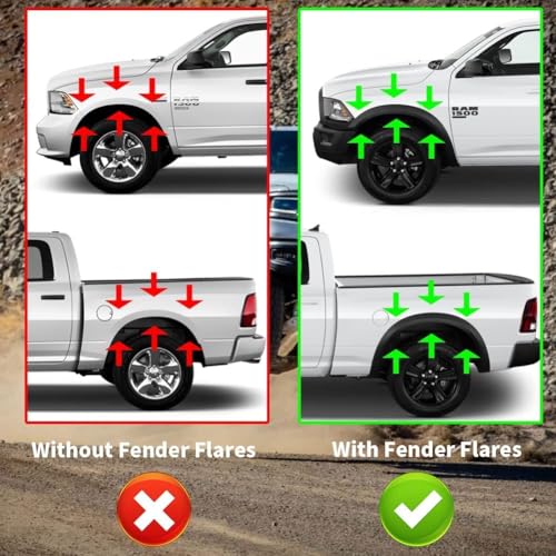 Image of RMOURTEKK Mud Flaps Compatible with Dodge Ram 2019-2023 2024 Ram 1500 (New Body Style) with OEM Fender Flares Custom Front and Rear Mud Guard Set (4pcs-Set) (NOT TRX Model)