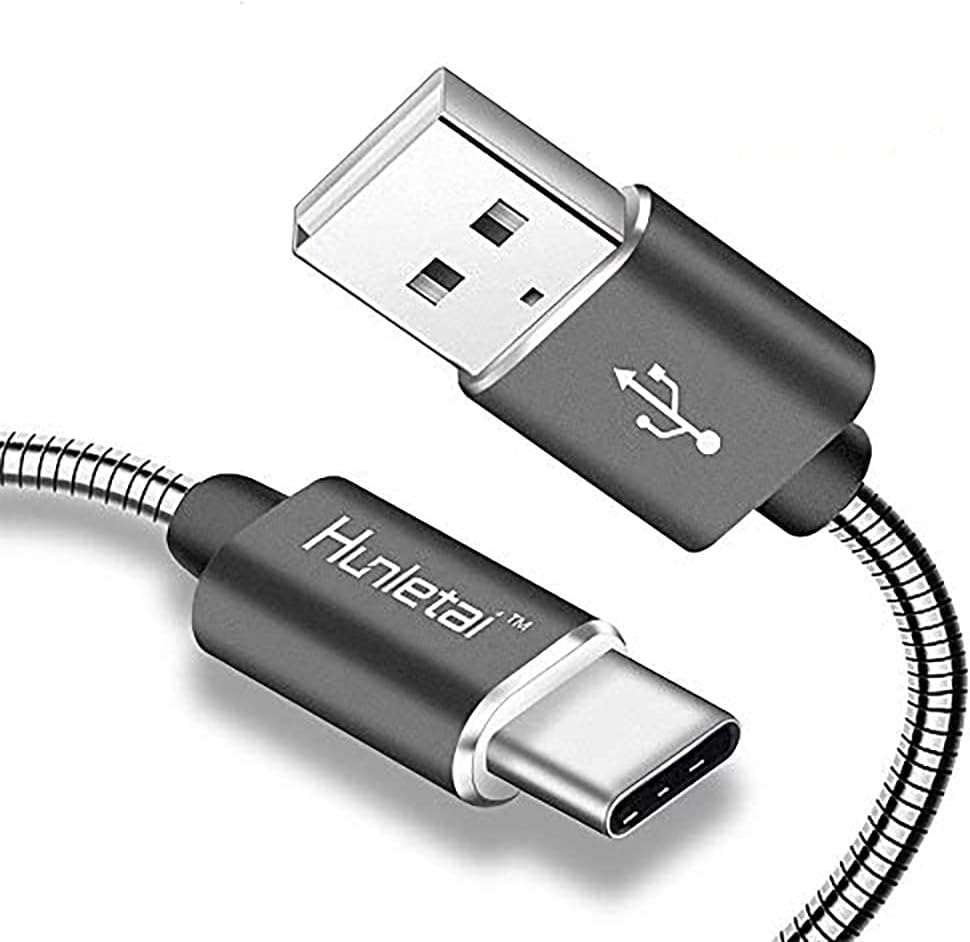 USB C Cable Metal Braided Fast Charge for USB Type C Devices - Grey 1M 2-Pack