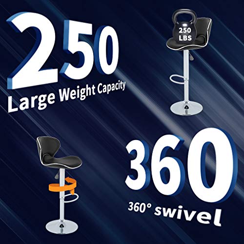 Set de 2 Butacos Bar Modernos Ajustables en Altura y Giratorios con Asiento de Cuero Sintético Negro miniatura 7