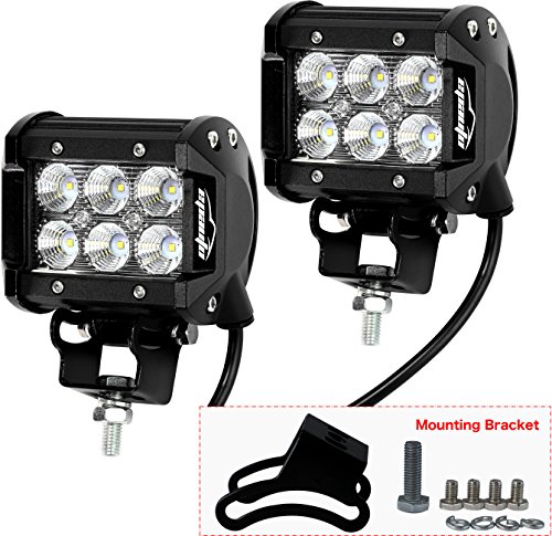 2 Pack - EPAuto 4" 18W 1260lm Cree LED Light Bar Flood Beam Waterproof Mount for SUV/Boat/Jeep/Van/ATV/SUV/Offroad