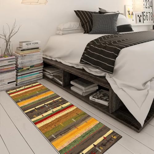 Alfombra de pasillo marrón oscuro 70x80 cm lavable 3