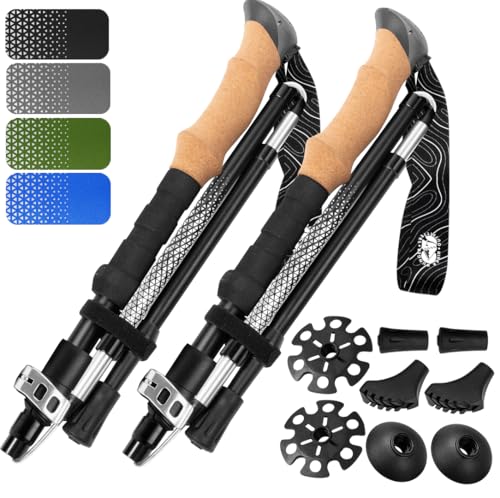 Hiker Hunger 7075 トレッキングポール 超軽量&頑丈 クイックフリップロックで調節可能 コルクグリップ&パッド入りストラップ ハイキングやバックパッキング用タングステンチップ（Amazon）
