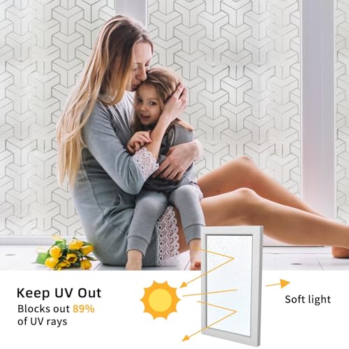 Image of WOO Home Frosted Glass Window Film & Stickers (18 X 72 INCH) Privacy Window Cover for Home & Office - Easy Apply, UV Protection, Removable Decorative Film (3D Diamond Film | 1.5 X 6 SQFT)