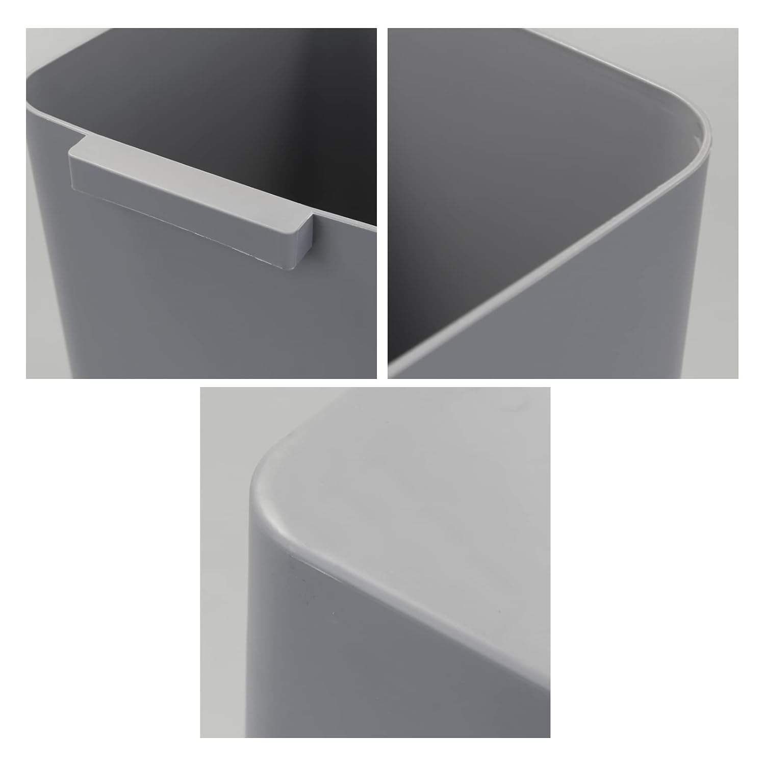 Qskely 3-Pack 4.5 Gallon Plastic Trash Can, Garbage Can, Gray