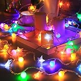 Guirlande lumineuse LED de qualité supérieure pour l'intérieur - Cette guirlande lumineuse LED en forme d'étoile avec piles est composée de LED de qualité supérieure et d'un fil de cuivre flexible. Les étoiles et les boules sont en plastique. Le revêtement isolant résistant à la chaleur de la guirlande lumineuse LED et le fil de cuivre flexible offrent protection et stabilité même en cas d'utilisation prolongée pour un confort sans souci.