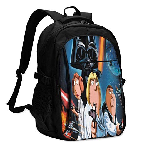 Preisvergleich Produktbild Hdadwy Family Guy Rucksack Travel Laptop Rucksack mit USB-Ladeanschluss Kopfhörerschnittstelle College Bookbag für Frauen Männer Jungen Geschäftsreisen Anti Theft Rucksack