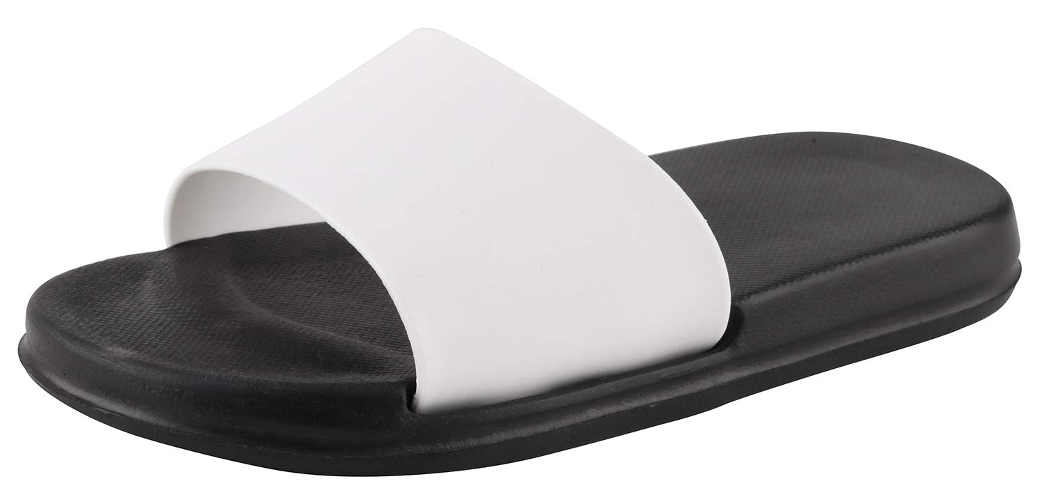 Kids Slide Sandals, Non-Slip Summer Beach Water Shoes Boys Girls Shower Pool Classic Slippers No Pattern & Pictures (Toddler/Little Kids) Size 6-12.5