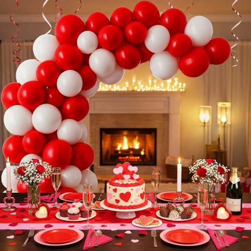 Image of Party Propz Red and White Balloons Set of 50 - 10 Inch Valentine Balloons for Decoration, Anniversary Decoration & Celebration Decor |Red and White Decoration (Latex)