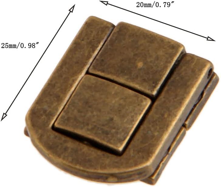 Tia Toggle Catch Lock Rectangle Mini Hasp Clasp Zinc Alloy Hasp D Lock Latch Clasp with Screws for Jewellery Box Gift Box, Wooden Case and DIY (2, Antique Bronze) 2