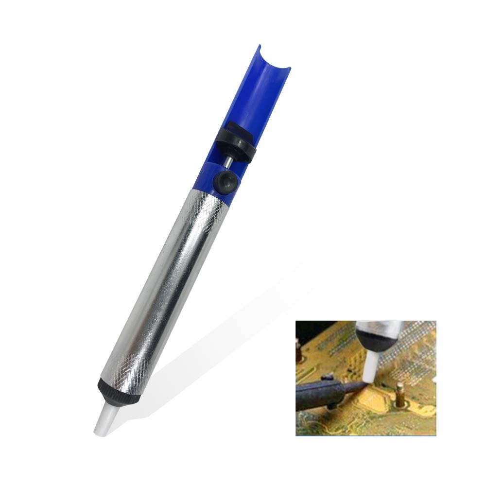 1 pz Alluminio Saldatura Ventosa Dissaldatura Pompa Strumenti Aspirazione Stagno Penna Rimozione Dispositivo Blu Vuoto Saldatore Dissaldatore Strumenti manualiProfessionale