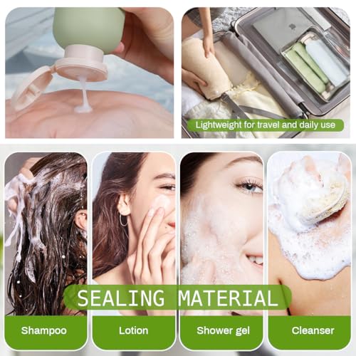 Image of MAYCREATE 100ml Travel Bottle Kit for Toiletries, 3Pcs Travel Toiletry Bottles Kit Accessories, Soft PE Leakproof Empty Squeeze Dispenser Bottle for Shampoo, Body Lotion, With Storage Pouch