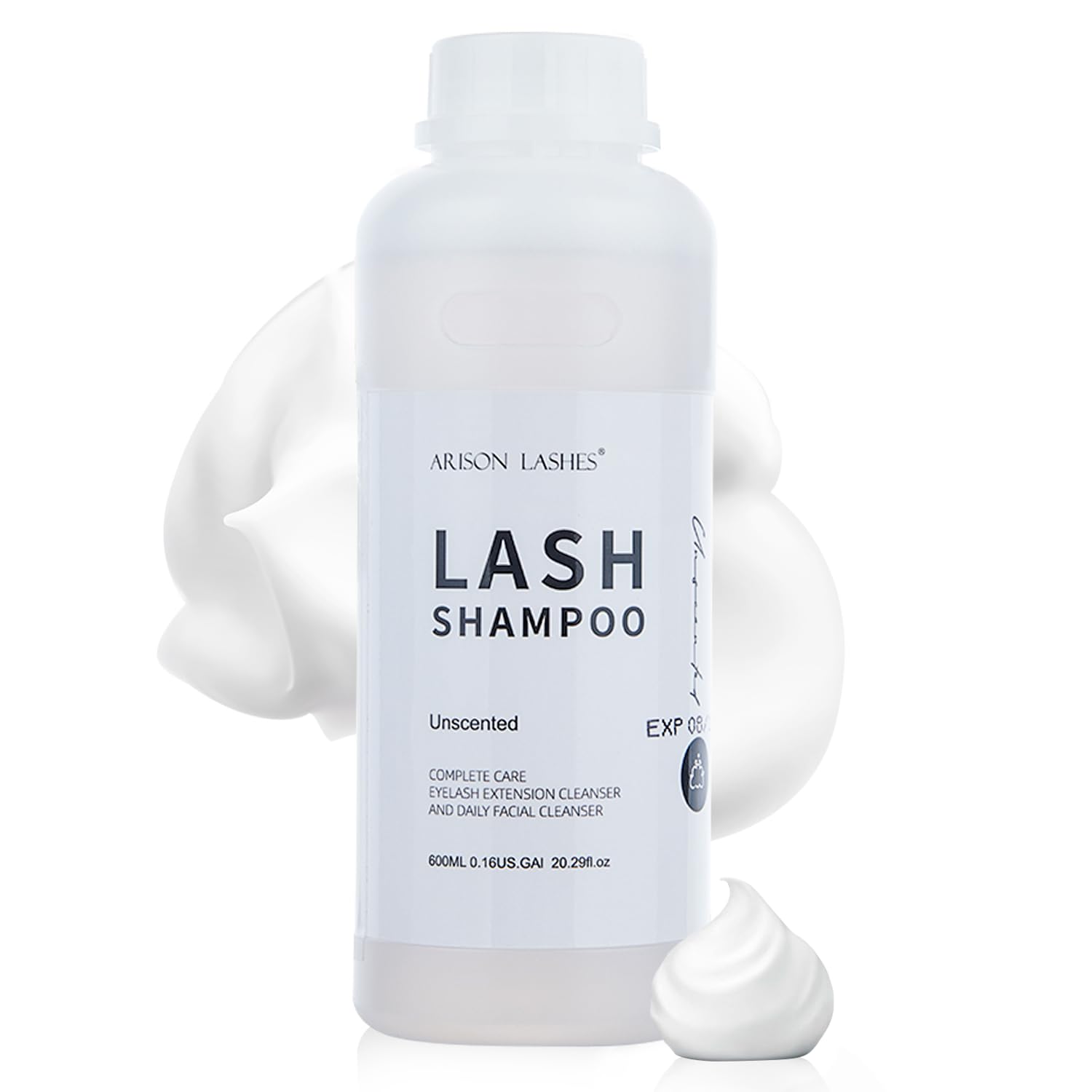 Arison Eyelash Eyelash Extension Shampoo 600ml / Eyelid Foaming Cleanser/Wash for Extensions and Natural Lashes/Paraben & Sulfate Free Safe Makeup & / Professional & Self Use (unscented)…