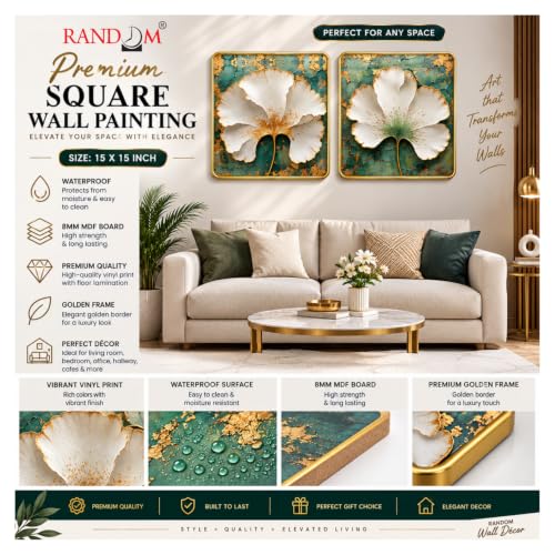 Image of RANDOM Premium Square Wall Painting Set of 2, 38 x 38 cm (Premium Painting)