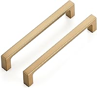 Ravinte 10 Pack 5 Inch Square Cabinet Pulls Handles Champagne Bronze - Solid Zinc Kitchen Drawer Hardware for Farmhouse & Modern Kitchens