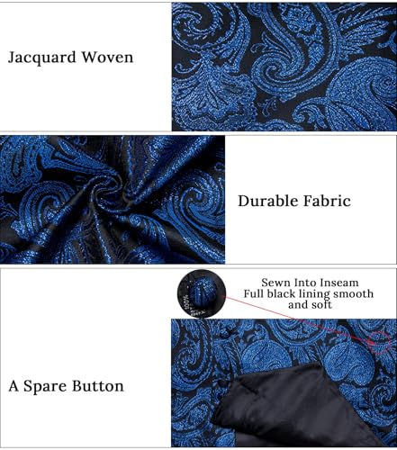 Image of DiBanGu Mens Vest and Tie Set Formal Paisley Waistcoat and Necktie Pocket Square Cufflinks Silk Suit Vest for Tuxedo Wedding