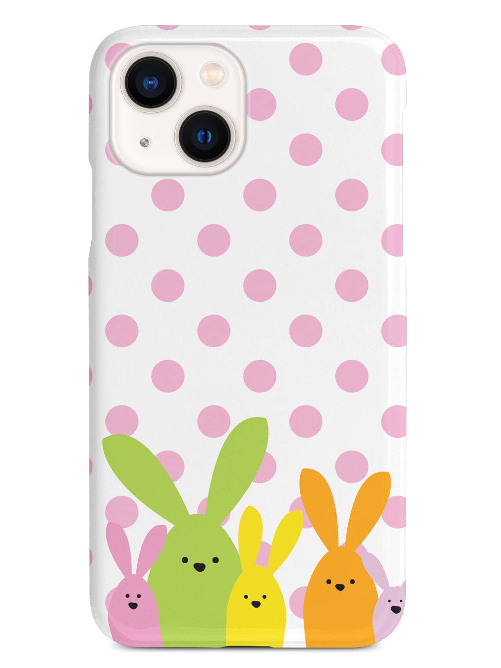 Inspired Cases - Compatible with iPhone 13 Case - 3D Textured Protective Phone Case for Apple iPhone 13 - Adorable Easter Polka Dot Bunnies