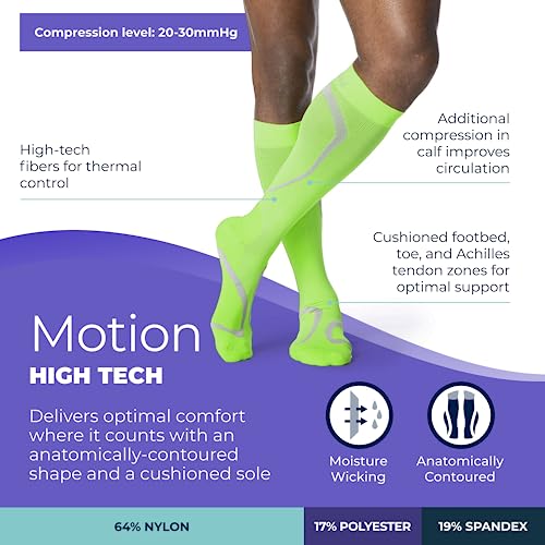 Image of Sigvaris Men's & Women's Motion High Tech Closed Toe Calf High Medical Compression Unisex Socks 20-30mmHg