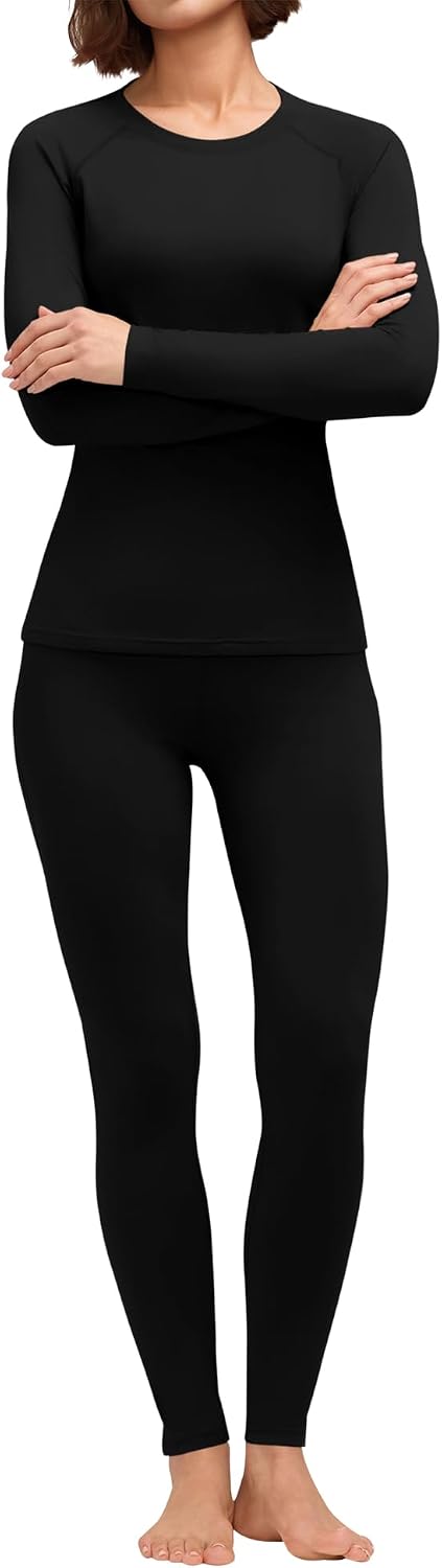 LOMON 2 Piece Sets Thermal Underwear for Womens Base Layer Winter Clothes