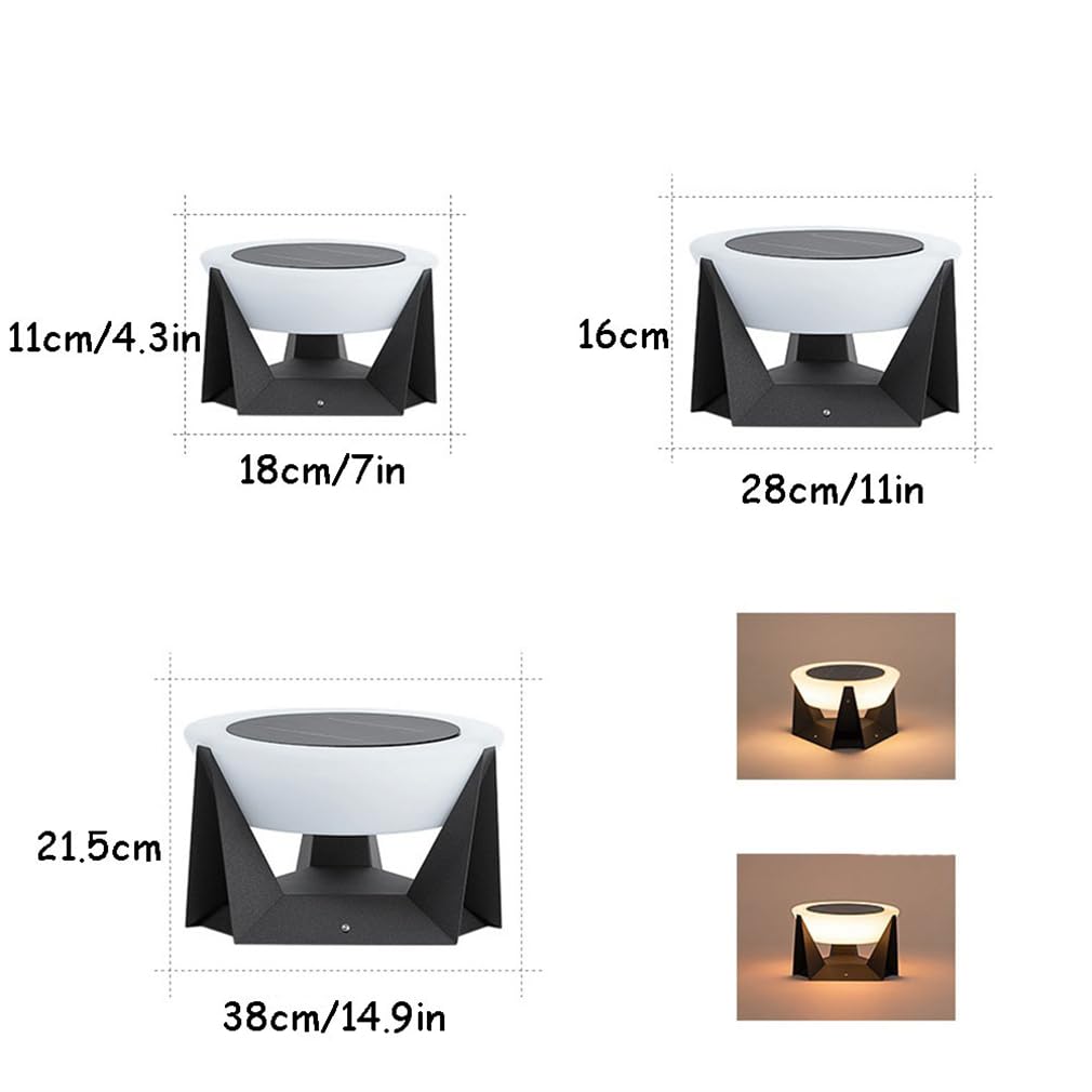Zewnętrzne lampy solarne do ogrodu, dekoracja stołu Nowoczesna wodoodporna lampa kolumnowa LED, biały akrylowy klosz lampy ze stali nierdzewnej na taras