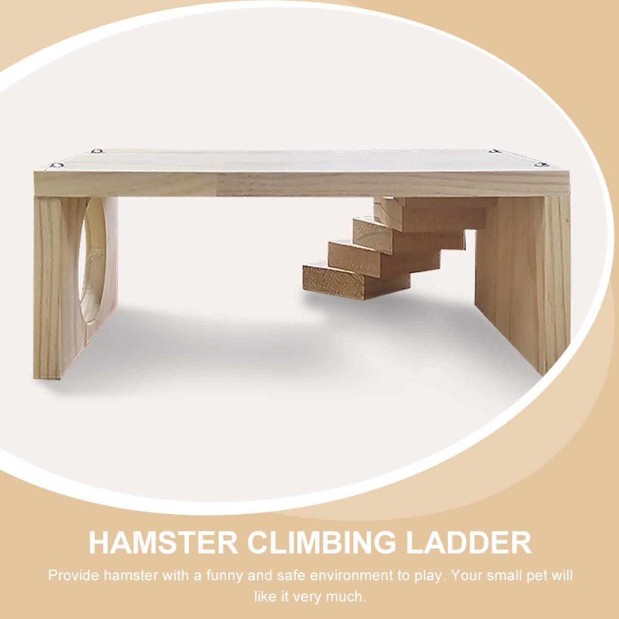 Holz Hamsterplattform mit Leiter Bissfestes Kletterspielzeug für Hamster und Kleine Haustiere Stabile Beige Plattform für Interaktives Spiel im Käfig