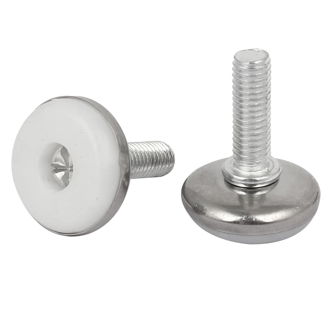 12 Pieds Réglables Pour Meubles – M8x25 Mm, Base Plastique, Blanc Et Argent, Uxcell