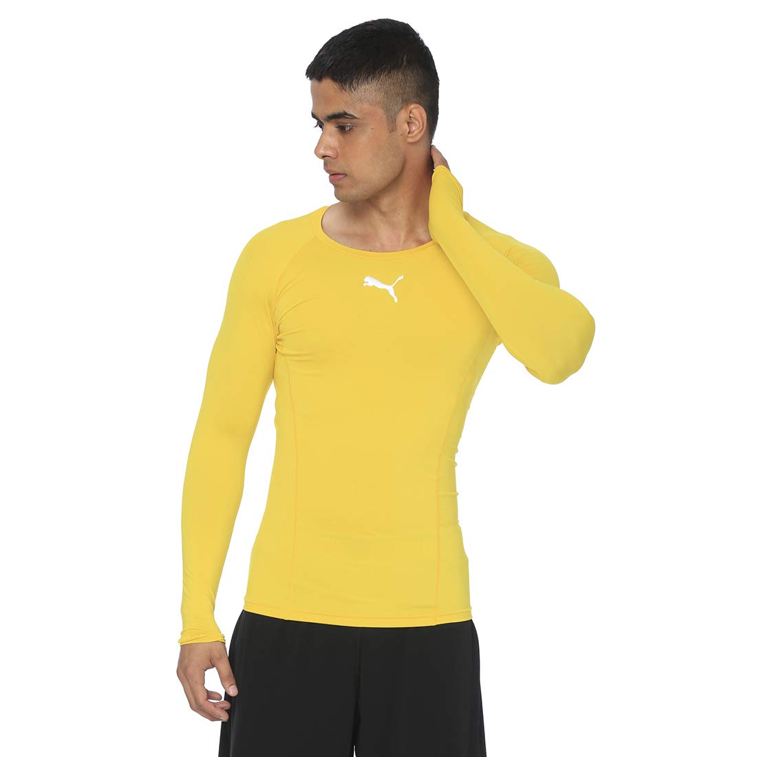 Puma Men's Liga Baselayer Tee Long Sleeve Functional Underwear, Cyber Yellow, X-Large, Manufacturer size(56/58)
