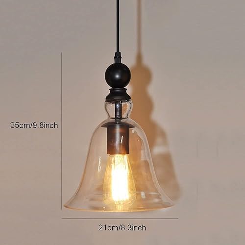 Miniatura 7 de Lámpara colgante de cristal retro americana, pantalla de cúpula de cristal, lámpara de techo rústica para isla de cocina, comedor, lámpara de