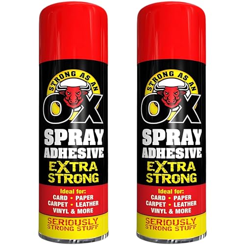 Rapide Spray Adhesive Extra Strong Pack 2 (500ml Each) - Spray Glue Adhesive for Card Paper Carpet Tiles Leather Vinyl and More