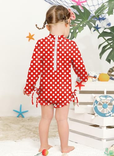 Image of BesserBay Baby Girl Swimsuit UPF 50+ Long Sleeve Zipper Snaps Bottom One Piece Rash Guard 0-36 Months