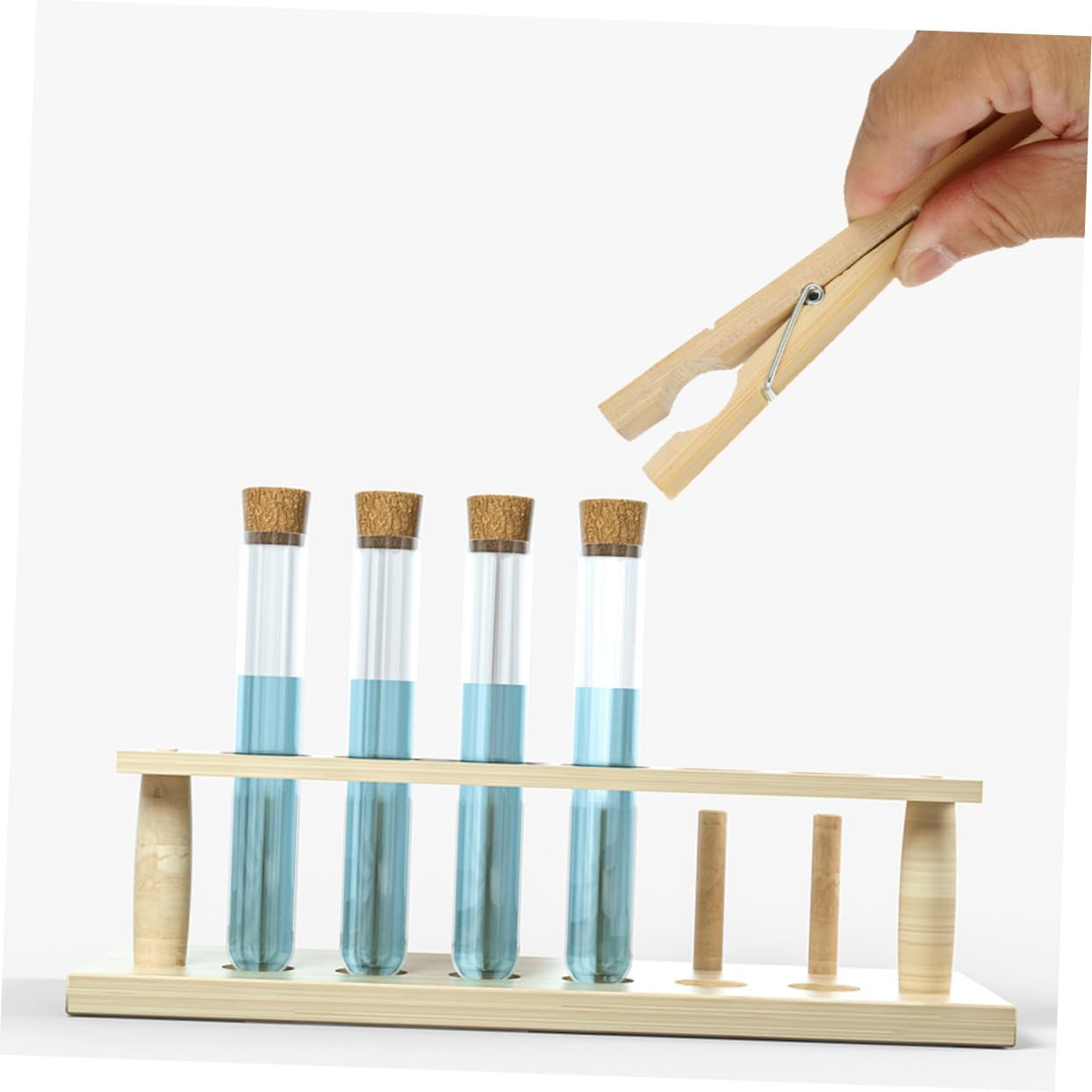 Hemobllo Pinzas para Tubo de Ensayo de Bambú Beige Mango Largo y Diseño Ligero, 20 Piezas para Uso en Laboratorio y Escuela