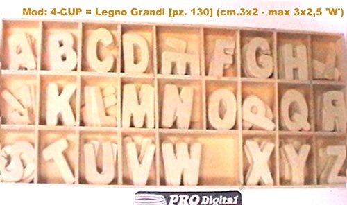 Dalu - Letras y números de madera (130 y 50 unidades, 5 por letra y por número) 4-cup