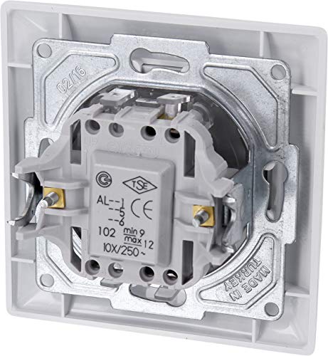UP ON/OFF switch with LED lighting, all-in-one, frame + flush-mounted insert + cover (series G1 pure white) - Image 2