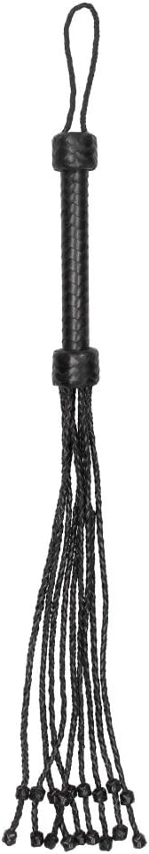 Shots - Ouch! Pain Short Leather Braided Flogger - Black
