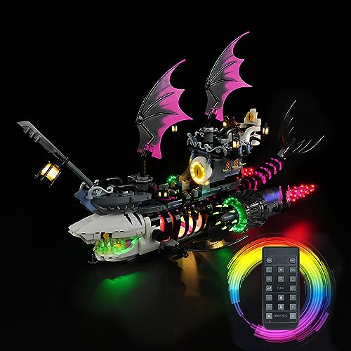 Rorliny LED Light Kit for Lego DREAMZzz Nightmare Shark Ship 71469 Building Set, Creative Lighting kit Compatible with Lego-71469 - RC Version (Lights Only, No Model Set)