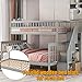 Harper & Bright Designs Twin Over Full Bunk Bed with Stairs, Wooden Bunk Bed Frame with Safety Guardrails and Wooden Slats Support, No Box Spring Needed, Grey