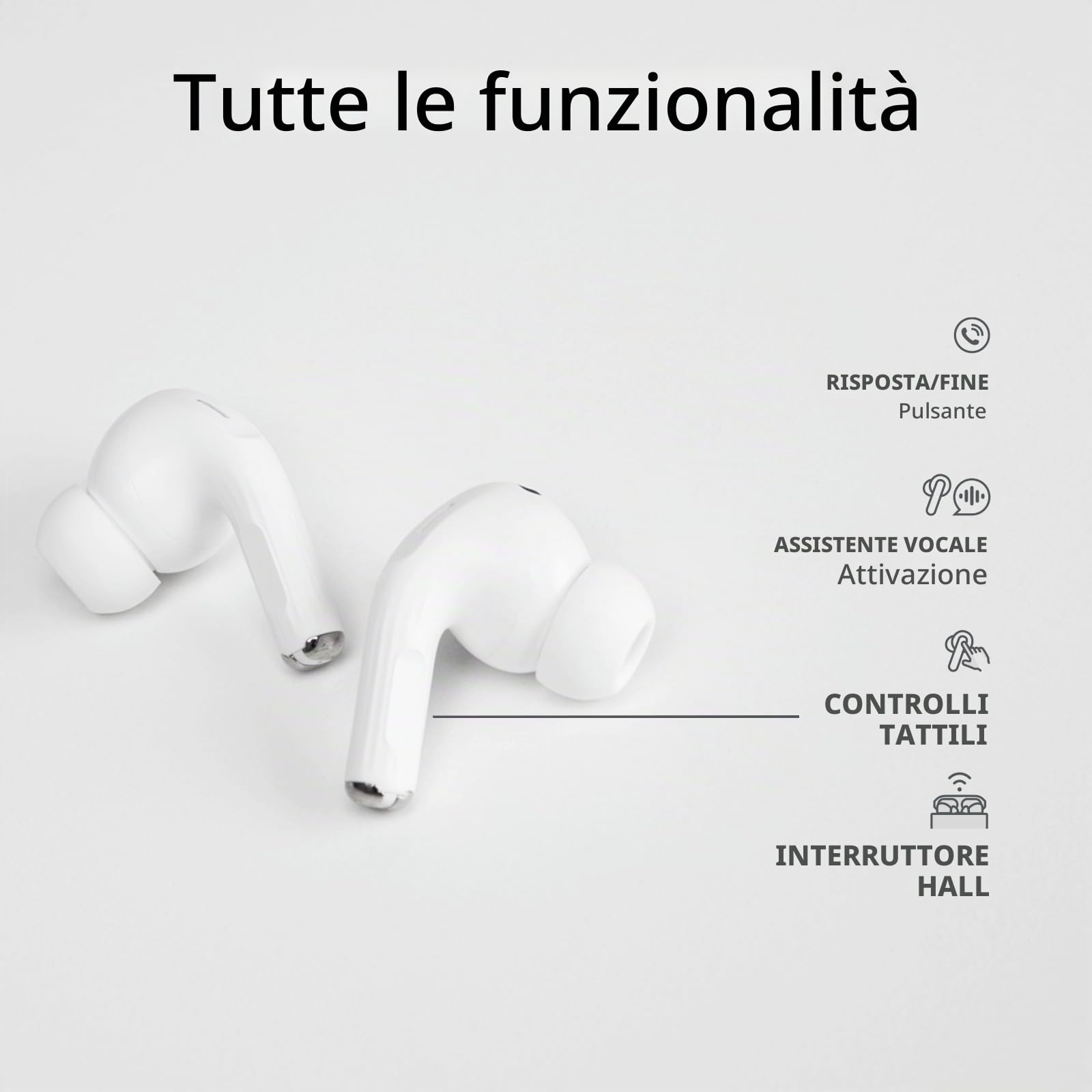 SBS Air Kab Max TWS - Cuffie Auricolari In-Ear True Wireless Stereo, Custodia con Ricarica Wireless, Hall Switch, Dual Leader, Autonomia 5h, Comandi Touch, per Smartphone, Tablet, Laptop, Bianco