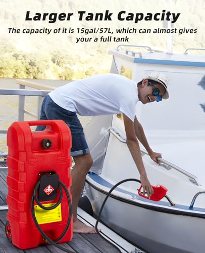 Acekool Portable Gas Fuel Tank 15 Gallon Fuel Caddy, Caddy with Shut-Off Valves, Siphon Mode Flow Rate of 2 Gallons Per Minute, Scarlet - Image 6