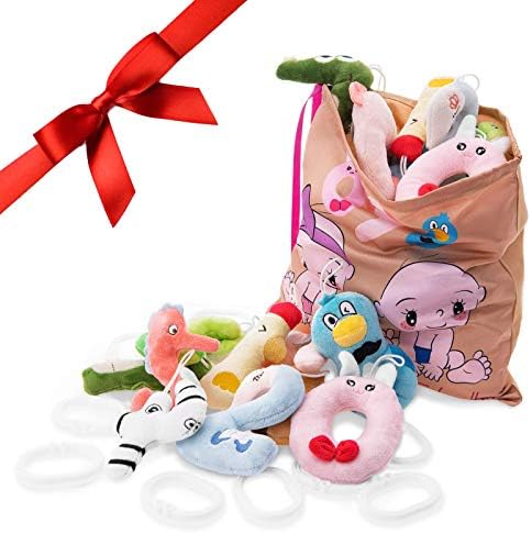 KLASSMIX Plush Montessori Toys for Toddlers - Set of Numbers & Storage Bag - Travel Stroller Quiet Toys - Carseat Toys for Infants - Montessori Toys for Toddlers