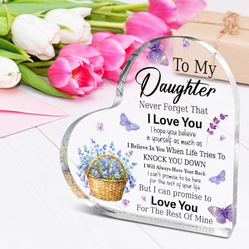 Daughter Gifts,Gifts for Daughters Graduation Birthday Christmas,Unique Daughters Gift Ideas,Love You for The Rest Of Mine Acrylic Heart Plaque My Auntie3