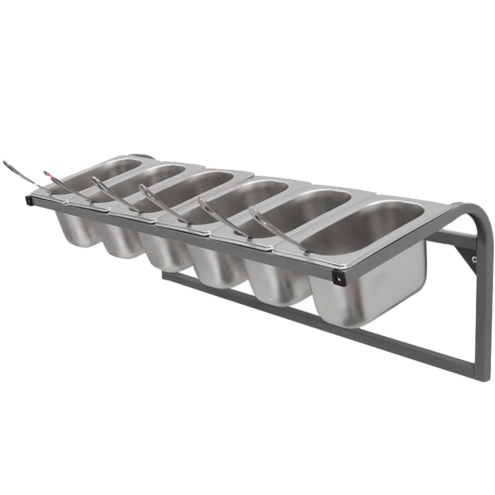 MYUYEE Stainless Steel Wall Mounted Spice Rack With Spoons Commercial Pizza Topping Station & Shelf For Seasoning Ingredients Fruits And Food Storage