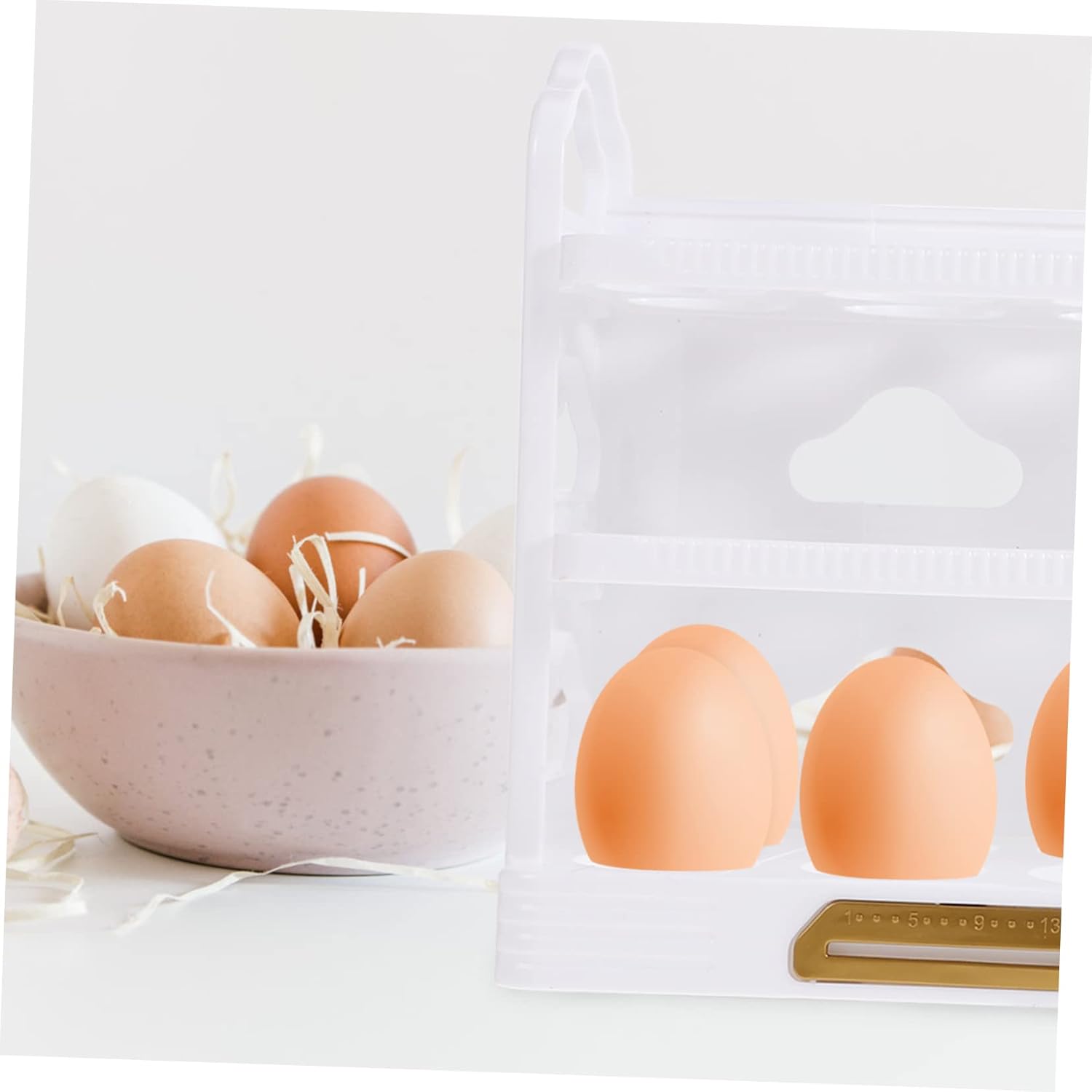 Angoily 2pcs Egg Storage Box Fridge Egg Holder Desktop Egg Holder Egg Container Household Egg Holder Egg Organizer Egg Holder for Kitchen Egg Preservation Rack Household Egg Rack Egg (Whitex2pc